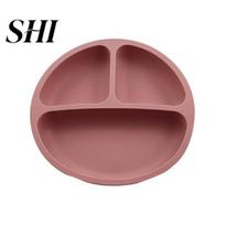 Suction Dish Baby Plate Divided Design BPA Free Silicone 3 Grids Toddler Infant Feeding Supplies Daily Use plytų raudona spalva