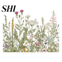 Bathroom Wall Art 1 Sheet Toilet Sticker Green Plant Self-Adhesive Floral Decal Removable Living Room Decor Double-sided Visual Pattern 1pc