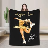 Alysa Liu JAV čiuožimo pledai koralinis vilnos pliušinis tekstilės dekoras daugiafunkcis šiltas lovos, sofos pledas pliušinė plona antklodė 75X95CM