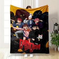 Dynamic Characters Posing with Eerie Figures On a Vibrant Yellow Background. for All Seasons Blanket Lunch Break Throw Gift 75X95CM