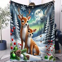 Cosmic Christmas White Deer Blanket - Vibrant & Magical Throw for Bedroom Home Bed Sofa Fantasy Fans Perfect for Decor & Gifting 75X95CM