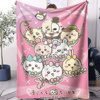 Chiikawa Printed Blanket Soft Fluffy Flannel Throw Blanket Home Leisure Warm Blanket for Sofa Office Camping Travel Child Gift 75X95CM