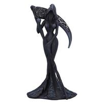 Black Resin Grim Reaper Lady Sculpture Gothic Fantasy Dark Fairy Statue Halloween Desktop Decor Collectible Craft Ornament Gift