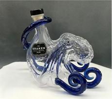 Octopus Shaped Glass Whiskey Decanter with Red Tentacles Liquor Bottle for Home Bar white