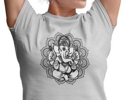 Buddha Yoga Spiritual T-shirt Women's Genesha Elephant Mandala Wild Shirt XL
