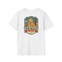 New Mexico Adobe T-Shirt | Vintage Mid-Century Travel Luggage Tag Tee | Land of Enchantment Souvenir | NM Road Trip Gift L