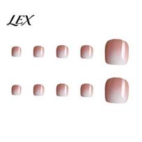 Reusable Fake Toenail 120Pcs French Tip Press on Toenails for Women, Short Square Stick-on Gel Nails, Removable Glue False Toe Nails DIY Pedicure Set