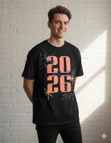Men's and Women's T-shirts Hello 2026 Fireworks Graphic S įvairiaspalvis