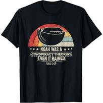 Vintage Retro Noah Was A Conspiracy Theorist Then It Rained Unisex-Adults Black Short Sleeve T-Shirt S įvairiaspalvis
