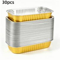 30pcs Food Grade Aluminum Foil Baking Pans Non-Stick Air Fryer Liners  Fryer Basket Meals geltona