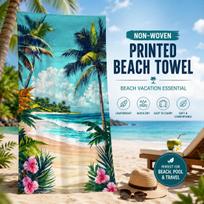 Tropical Palm Tree Beach Towel Flat Print Quick Dry Non-Woven Soft Bath Towel for Summer Vacation Pool Travel Hawaii Style 50X100CM