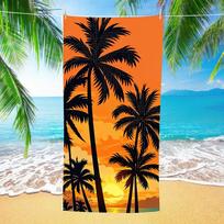 Pink Purple Sunset Palm Sea View Print Beach Towel Anti Sand Microfiber Pool Towel Summer Beach Swim Outdoor Gym Outdoor Beach 50x100cm