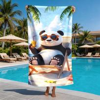Cute and Fun Panda Vacation Theme polyester microfiber beach towel is highly absorbent, suitable for swimming and beach outings 27x55inch 70x140cm&1pc