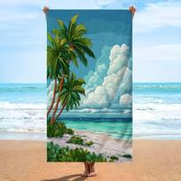 Tropical Palm Tree Beach Print Beach Towel Quick Dry Absorbent Lightweight Sandproof Towel for Summer Beach Swim Vacation 50X100cm &1pc