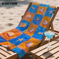 Ocean Tile Mosaic Compact Travel Beach Towel Super Absorbent Sand Resistant, Microfiber for Swimming Camping Yoga 50x100cm