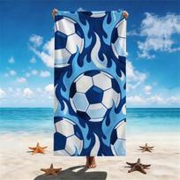 Dynamic Soccer Ball & Flame Beach Towel, Vibrant Design For Beach, Pool & Outdoor Use, Quick - Drying & Soft, Perfect For Sports 50X100CM