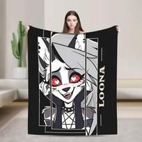 Helluva Boss Loona Blanket Super Soft Street Trend Plush Throw Blanket For Girls Boys Home Decor Flannel Bedspread Bed Cover Size: 75*100cm, Weight: 230 GSM