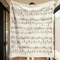 Fortepijono natų pledas Flanelinis su muzikos natomis Mesti pledai mokytojui Suaugusiems Vaikams Muzikos mėgėjams Dovanos Dekoras namams Lova Sofa Size: 75*100cm, Weight: 230 GSM beige