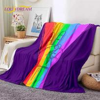 Vaivorykštės iliuzijos animacinis flanelinis pledas lovai, sofai, lauko poilsiui. Minkštas, jaukus, dovana namams, miegamajam, iškylai. Size: 75*100cm, Weight: 230 GSM purple