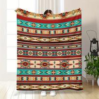 Vibrant Geometric Bohemian Flannel Throw Blanket with Aztec Inspired Patterns Artistic Home Decor for All Season Size: 75*100cm, Weight: 230 GSM