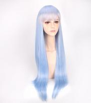 80 cm mėlynai rožinis ilgas perukas „Cosplay Re“:Gyvenimas kitokiame pasaulyje nei „Zero Rem Ram“ kostiumo karščiui atsparūs sintetiniai plaukų moteriški perukai One Size mėlyna