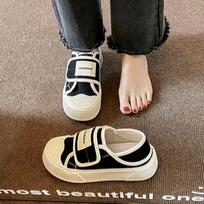 College style Velcro canvas shoes women's shoes new spring and autumn summer thick-soled two wear cloth shoes one foot boarding shoes 35 juoda