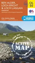 KNYGA Ordnance Survey Ben Alder, Loch Ericht & Loch Laggan, Dalwhinnie