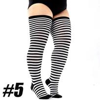 1Pair Plus Size Womens Thigh High Socks Extra Long Striped Thick Over The Knee Socks For Thick Thighs Leg Warmer