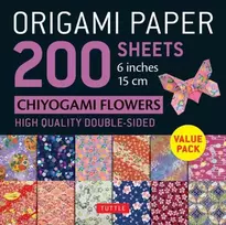 KNYGA Tuttle Tuttle Studio Origami Paper 200 sheets Chiyogami Flowers 6" (15 cm)
