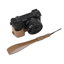 Palm Print PU Leather Camera Half Body Case For Sony A6400 A6300 A6000 A6100 Battery Opening Bottom Cover With Hand Strap ruda