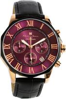 Salvatore Marra Wristwatch Chronograph 10 ATM Water Resistant Business Formal Men's Leather Band Purple Black SM15104-PGPLLE