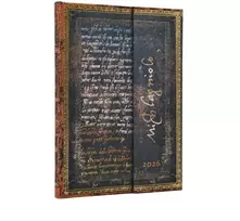 KNYGA paperblanks 2026 Michelangelo, Handwriting (Embellished Manuscripts Collection) Midi 12-month Vertical Hardcover Flexi Dayplanner 2026 (Wrap Closure)