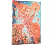 KNYGA paperblanks 2026 Firebird (Birds of Happiness) Mini 18-month Horizontal Hardcover Flexi Dayplanner 2025-2026 (Elastic Band Closure)