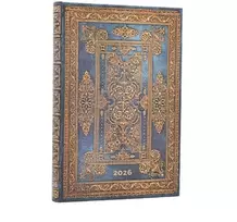 KNYGA paperblanks 2026 Mėlyna Luxe (Luxe Design) Mini 12-month Verso Hardcover Flexi Dayplanner 2026 (Elastic Band Closure)