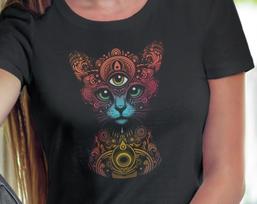 Trippy Cat Shirt | Psychedelic Unisex Tee, For Cat Lovers M