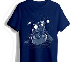 Hero Tee, Funny Trippy Tee Shirt, Astronauts Take a Boat Across the Galaxy T shirt, Milky Way Space T shirt Gift XL