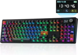 EPOMAKER mechaninė klaviatūra TH108 V2 PRO su ekranu, 10000 mAh, RGB, BT/2.4 GHz, PBT