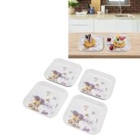 4Pcs Raised Anti-spill Edge Serving Tray Food Grade Melamine Food Dish Snack Plate  Nut Placement Lavender