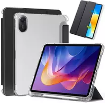 Planšetinio kompiuterio dėklas 4kom.pl Dėklas, skirtas „Xiaomi Redmi Pad 2 11 2025“ – skaidrus su vieta rašikliui ir stovui, juodas