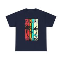 Summer Palm Surf Time to Beach T-Shirt | Retro Stripes, Palm Trees S