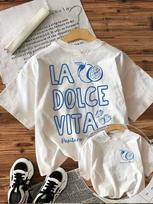 La Dolce Vita Citrus Print T-shirt Positano Italia Graphic Double Sided Short Sleeve Tops Women Loose Streetwear Daily Wear Tee S