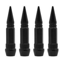 4Pcs Universal Aluminum Car Styling Tunning Car Tire Valve Stem Caps Personalized Pointed Valve Tips Bike Motorcycle Tires Cap 60MM-BLACK