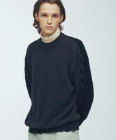 Knitted Sleeve Cable Two-Tone Knit Grey/Black L