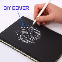 /ODM Leather Hardcover Gift Planner A5/B5 Thread Sewing Spiral Notebook 60 Sheets Lamination Printing Kraft Paper Covers Day (Black,120 Pages&A5) juoda