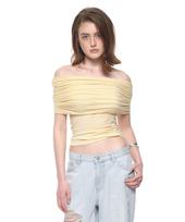 Too Much Tax Foldover Off-Shoulder Top Lemon Os