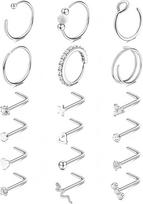 Fashion New Product: Opal Nose Nail Set 316L Stainless Steel Love Nose Ring High Quality Ear Bone Nail Piercing Jewelry sidabras