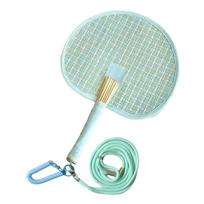 Handmade Straw Hand Fan Vibrant Colors Cute Woven Fan Eco Friendly Hand Cranked Fan  Beach Blue with 2 Rope