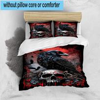 Eerie Raven Skull Artwork 3pcs Bedding,Including 1pc Duvet Cover And 2pcs Pillowcases Perfect for Christmas,Ideal for Bedroom, Dormitory 135cm*200cm