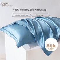 Taihuxue Heavyweight Silk Pillowcase, Solid Color Silk Pillowcase, 100% Mulberry Silk, Sky Blue, 48*74cm