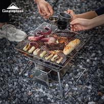 Keman Folding Fire Pit Barbecue Grill, Outdoor Camping BBQ Rack, Fire Pit for Grilling Meat, Stainless Steel Charcoal And Wood-Fired Skewer Grill